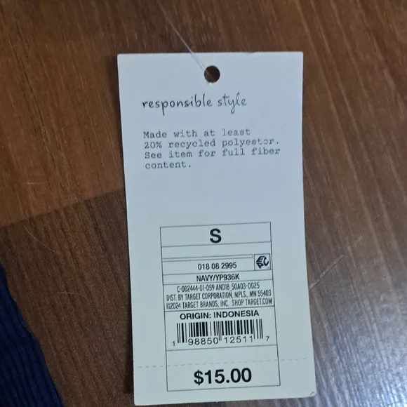 A New Day Deep Blue Ribbed Top - Picture 3 of 4